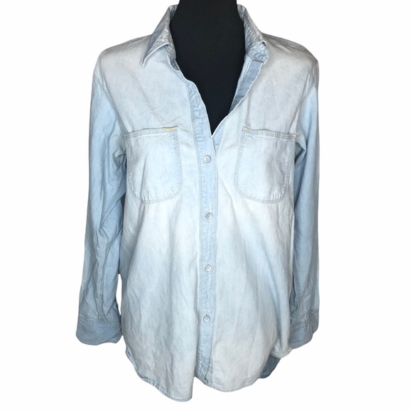 Madewell Tops - Madewell Chambray Light Denim Long Button Up M
